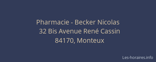 Pharmacie - Becker Nicolas
