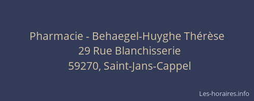 Pharmacie - Behaegel-Huyghe Thérèse