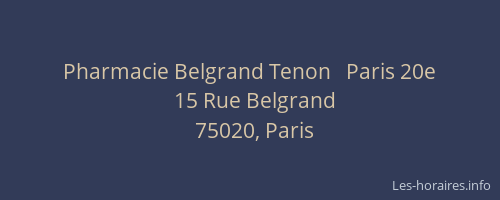 Pharmacie Belgrand Tenon   Paris 20e