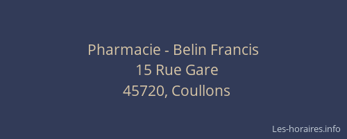 Pharmacie - Belin Francis