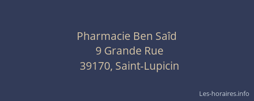 Pharmacie Ben Saîd