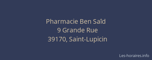 Pharmacie Ben Sa&icirc;d