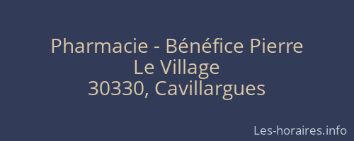 Pharmacie - Bénéfice Pierre