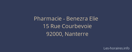 Pharmacie - Benezra Elie