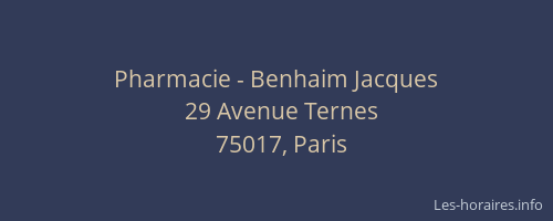 Pharmacie - Benhaim Jacques