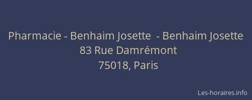 Pharmacie - Benhaim Josette  - Benhaim Josette