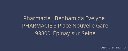Pharmacie - Benhamida Evelyne