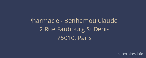 Pharmacie - Benhamou Claude