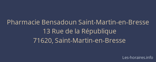 Pharmacie Bensadoun Saint-Martin-en-Bresse