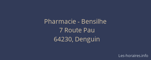 Pharmacie - Bensilhe