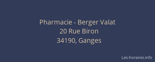 Pharmacie - Berger Valat