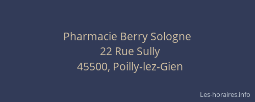 Pharmacie Berry Sologne