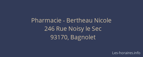 Pharmacie - Bertheau Nicole