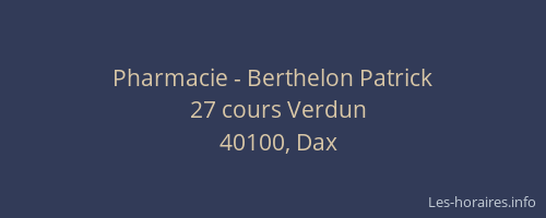 Pharmacie - Berthelon Patrick