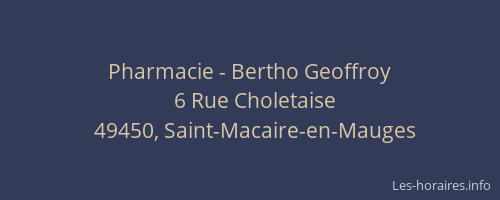 Pharmacie - Bertho Geoffroy