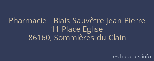 Pharmacie - Biais-Sauvêtre Jean-Pierre