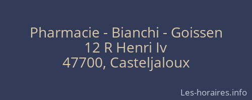Pharmacie - Bianchi - Goissen