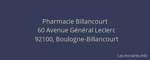 Pharmacie Billancourt