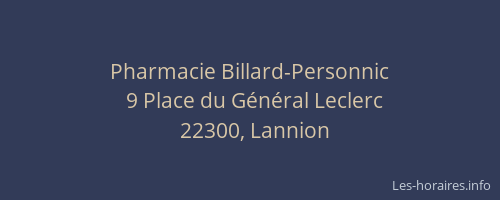 Pharmacie Billard-Personnic