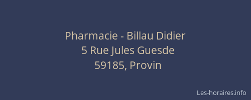 Pharmacie - Billau Didier