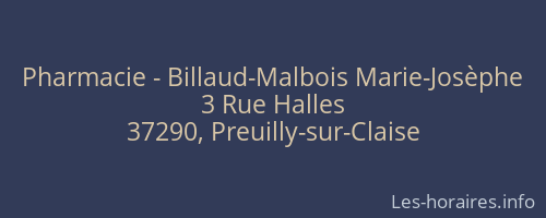 Pharmacie - Billaud-Malbois Marie-Josèphe