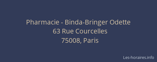 Pharmacie - Binda-Bringer Odette