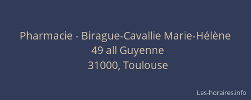 Pharmacie - Birague-Cavallie Marie-Hélène