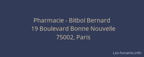 Pharmacie - Bitbol Bernard