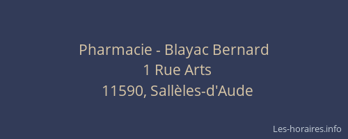 Pharmacie - Blayac Bernard