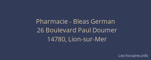 Pharmacie - Bleas German