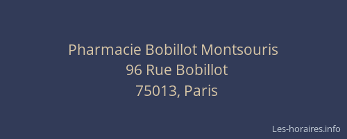 Pharmacie Bobillot Montsouris