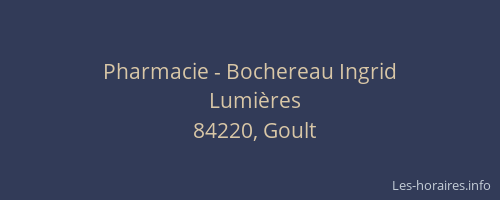 Pharmacie - Bochereau Ingrid