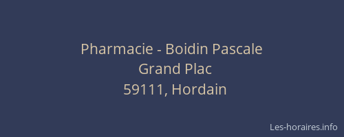 Pharmacie - Boidin Pascale