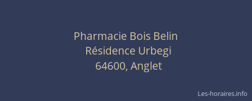 Pharmacie Bois Belin