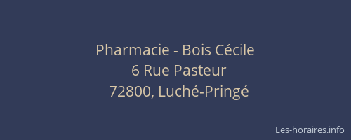 Pharmacie - Bois C&eacute;cile