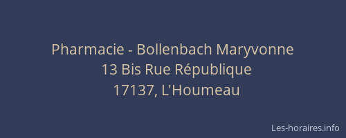 Pharmacie - Bollenbach Maryvonne