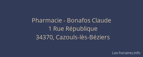 Pharmacie - Bonafos Claude