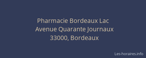Pharmacie Bordeaux Lac