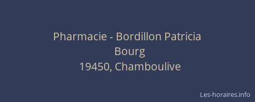 Pharmacie - Bordillon Patricia