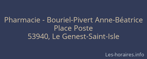 Pharmacie - Bouriel-Pivert Anne-Béatrice
