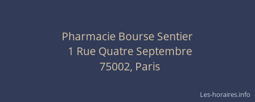 Pharmacie Bourse Sentier
