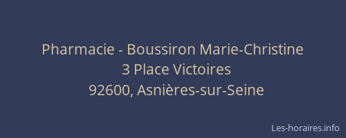 Pharmacie - Boussiron Marie-Christine