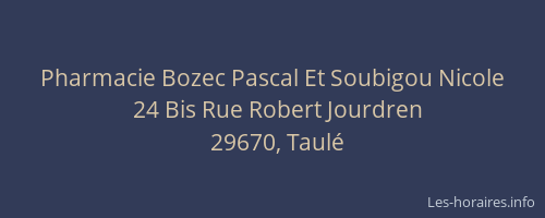 Pharmacie Bozec Pascal Et Soubigou Nicole