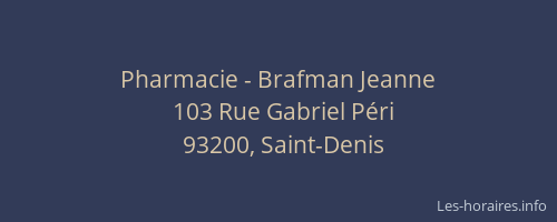 Pharmacie - Brafman Jeanne