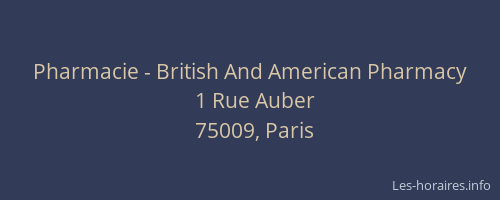 Pharmacie - British And American Pharmacy