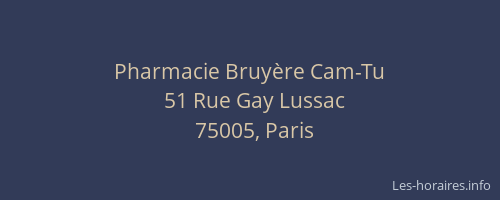 Pharmacie Bruyère Cam-Tu