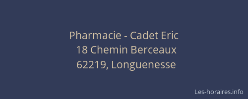 Pharmacie - Cadet Eric
