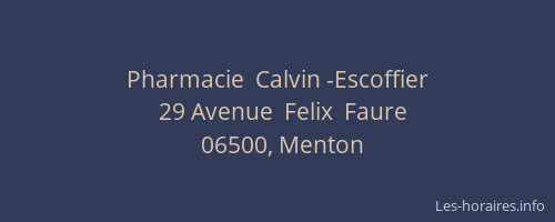 Pharmacie  Calvin -Escoffier
