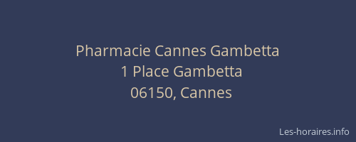 Pharmacie Cannes Gambetta
