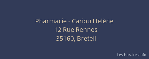 Pharmacie - Cariou Helène